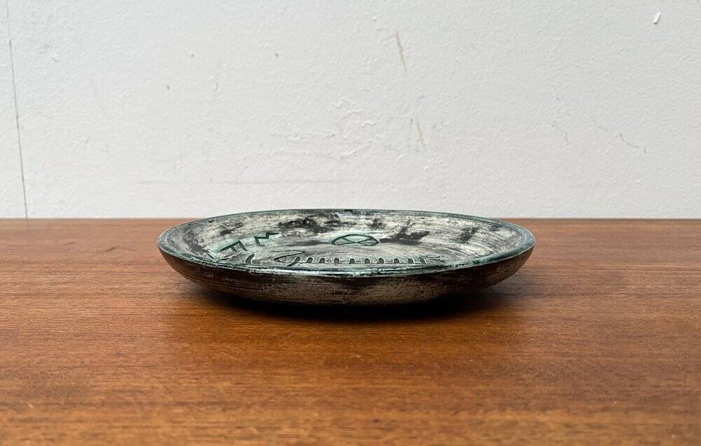Mid-Century Handmade Ceramic Wall Plate with Viking Patterns from Arol, Norway, 1960s