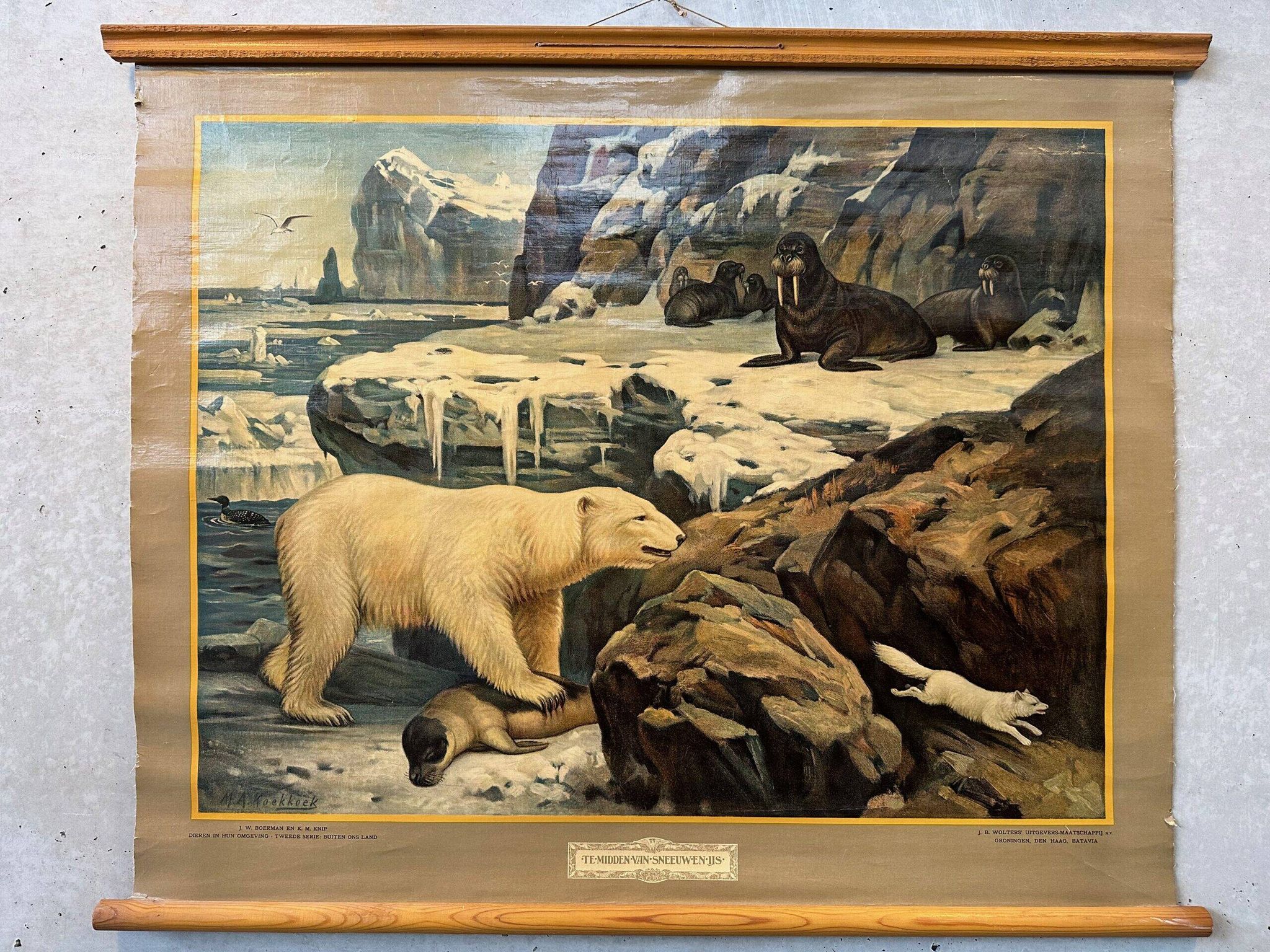 Affiche scolaire en lin vintage – Au milieu de la neige et de la glace