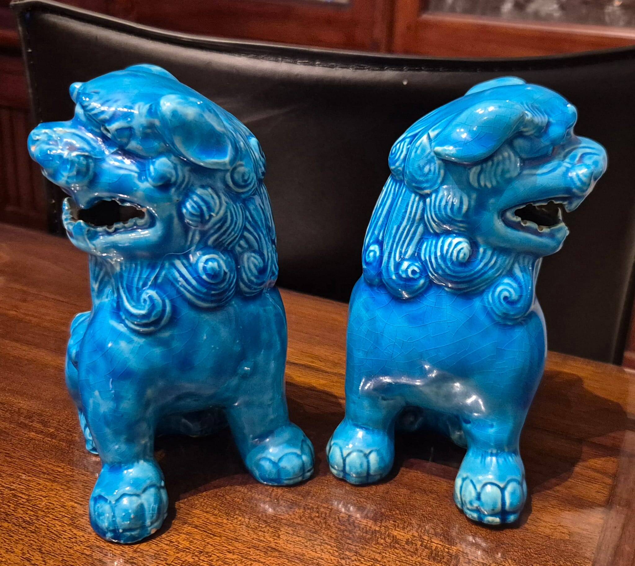Dog paws Foo blue porcelain