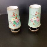Paire De Vases Porcelaine De Paris XIXe Décor Fleurs