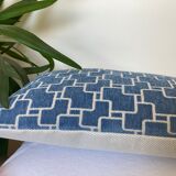 Double-sided cushion sky blue ecru pattern