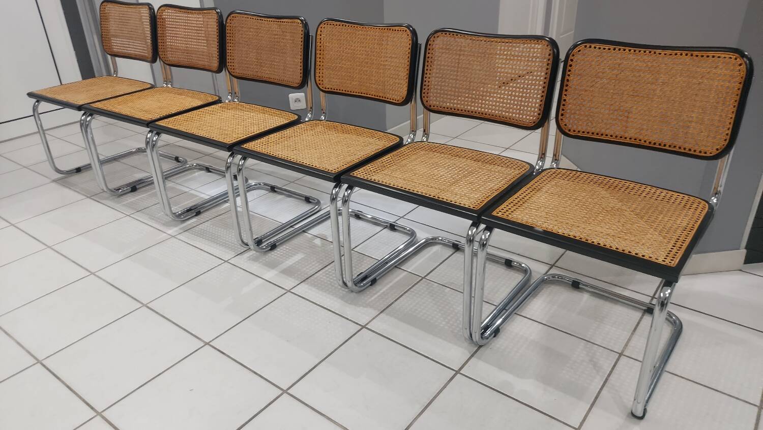 Suite de 6 chaises modèle Cesca B32 par Marcel Breuer vintage 1993