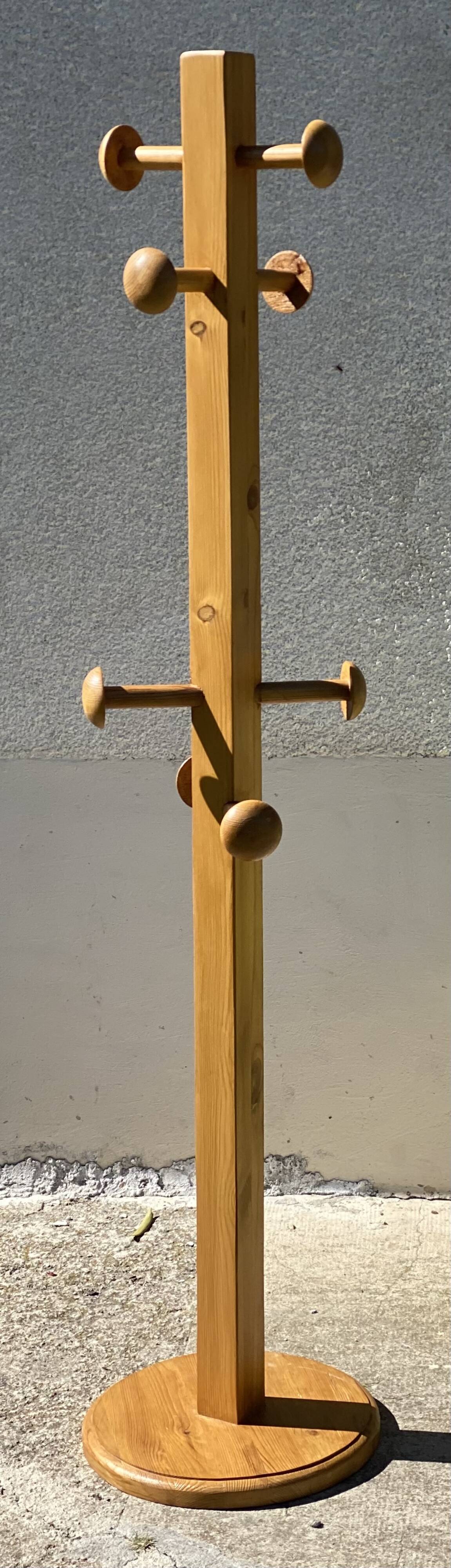 Modernist coat rack with 8 vintage 1980 hooks.