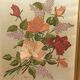 Composition florale roses et lilas. Peinture à  l'aiguille en soie