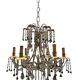 Chandelier en verre de Murano perlé doré en tole florentine italienne des années 1950 à 6 lumières