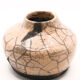 Vase in gray and powder pink raku sandstone signed with Japanese inspiration