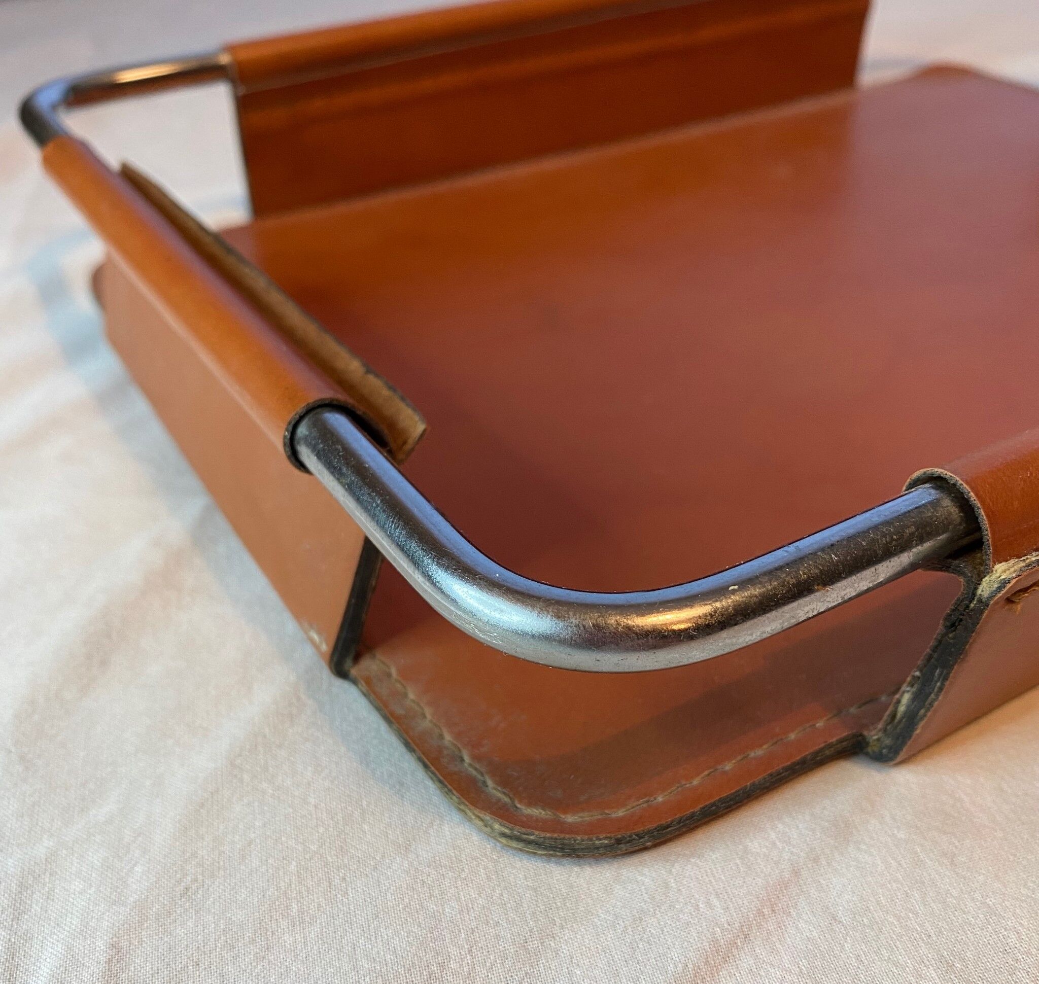 Leather mail tray