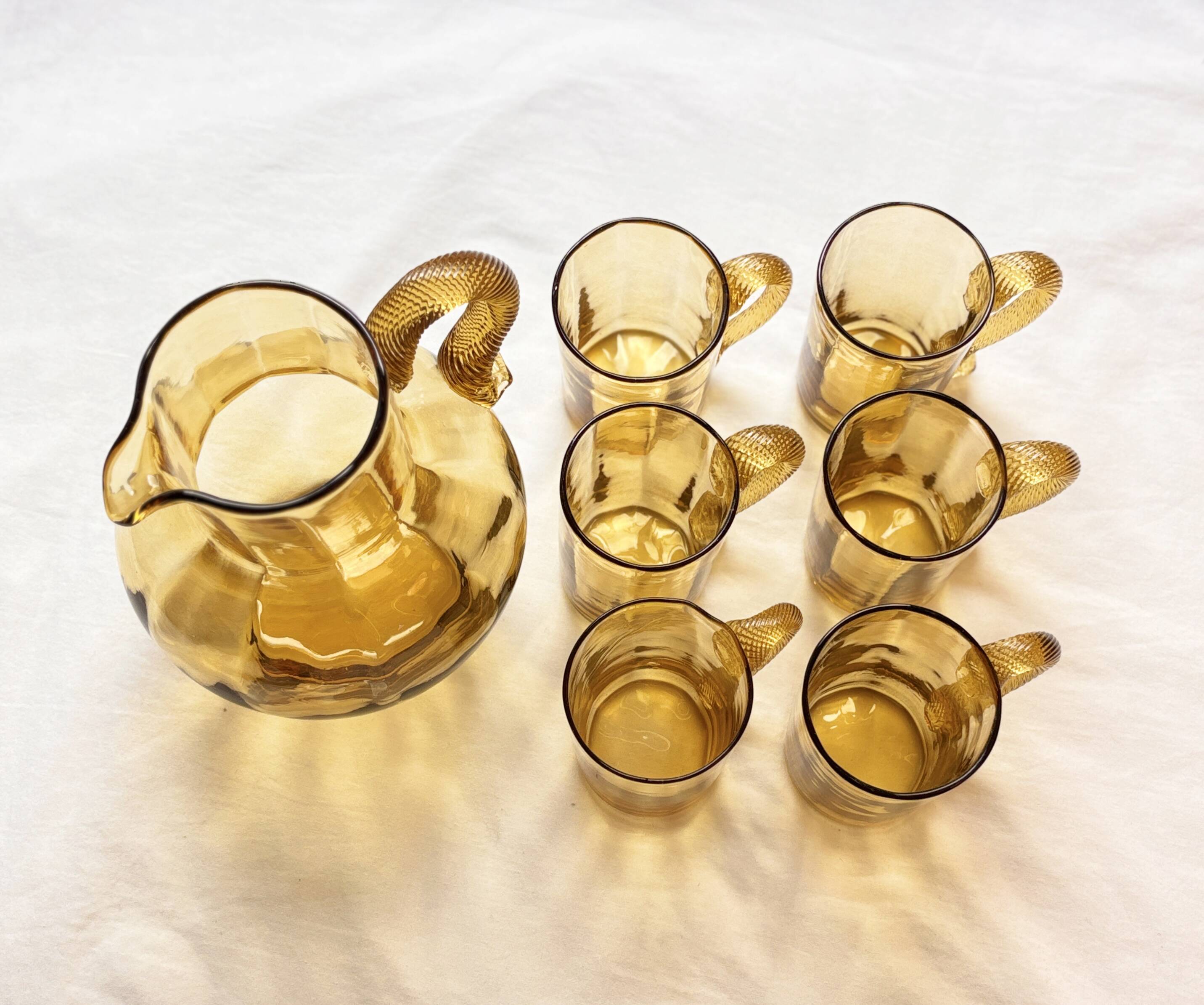 Service à orangeade, 1 cruche et 5 verres