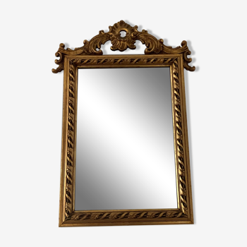 Ancien miroir à fronton en bois doré