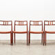 Set de 4 chaises N.O. Moller  modèle 79 en palissandre et cuir pour J.L. Mollers Danemark 1966