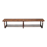 1970s Pine Tree Bench with Iron Base, Czechoslovakia