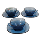 3 cups Vereco blue glass - vintage