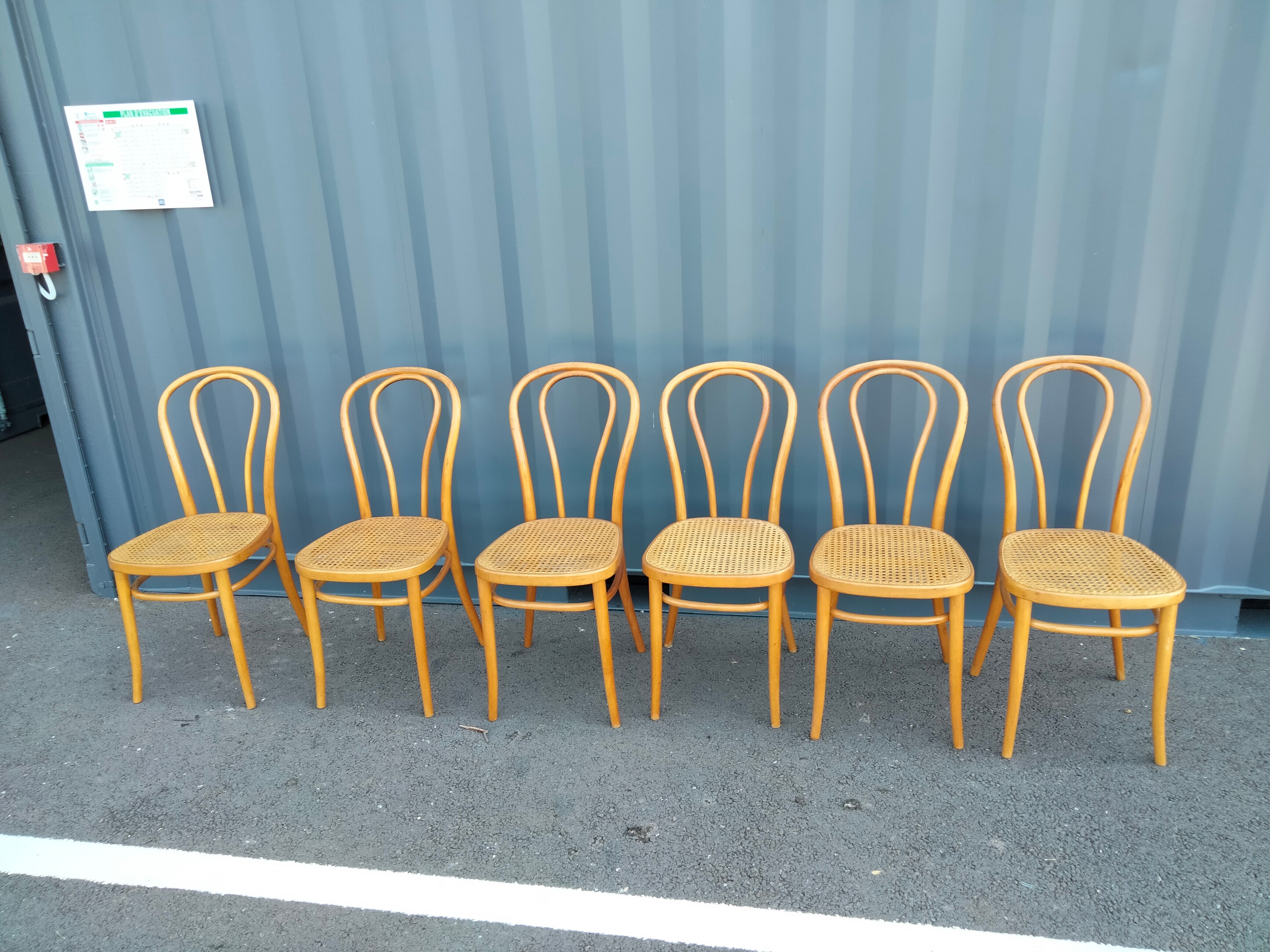 6 chairs canned old vintage bistro