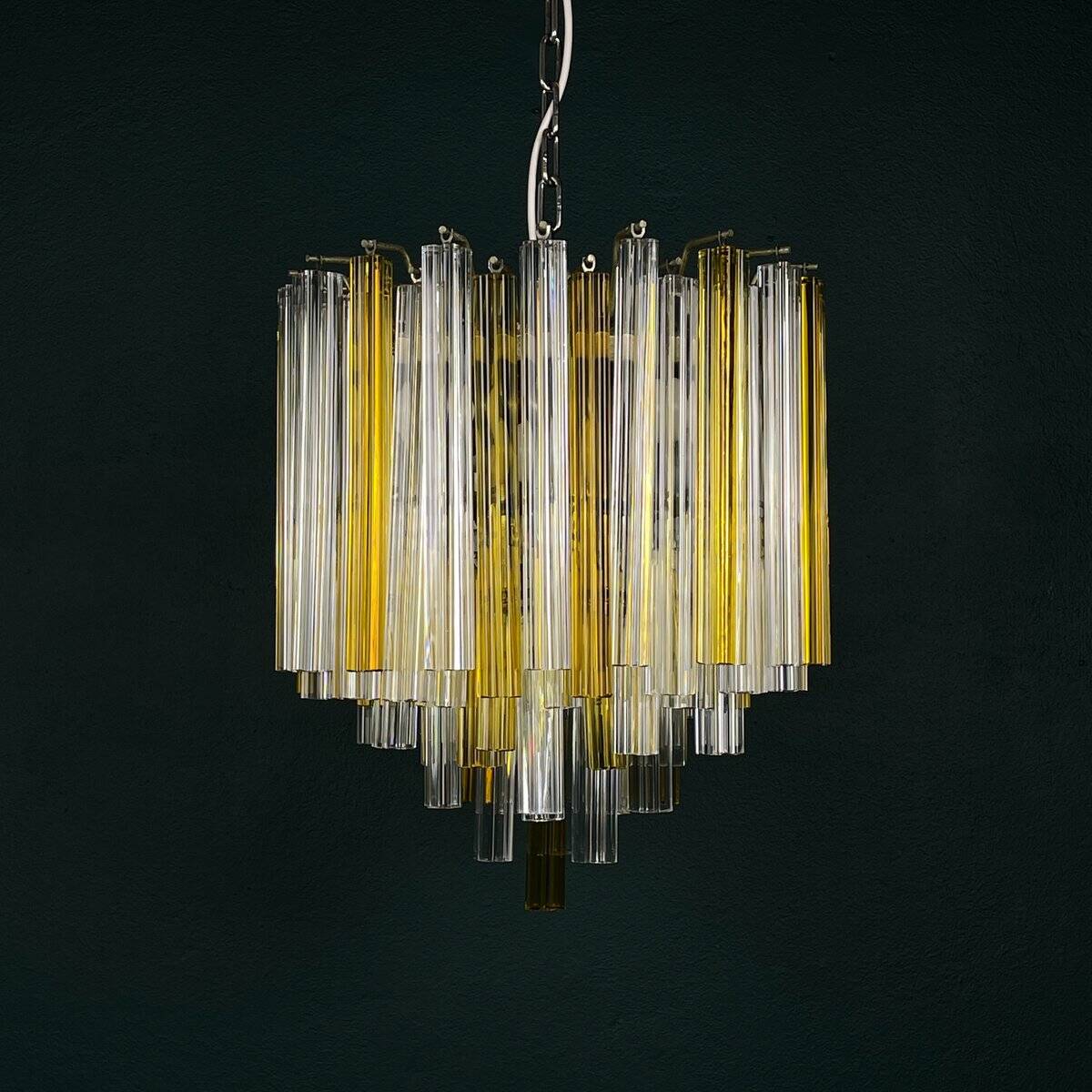 Crystal prism chandelier in Murano glass by Venini, 1970s.
