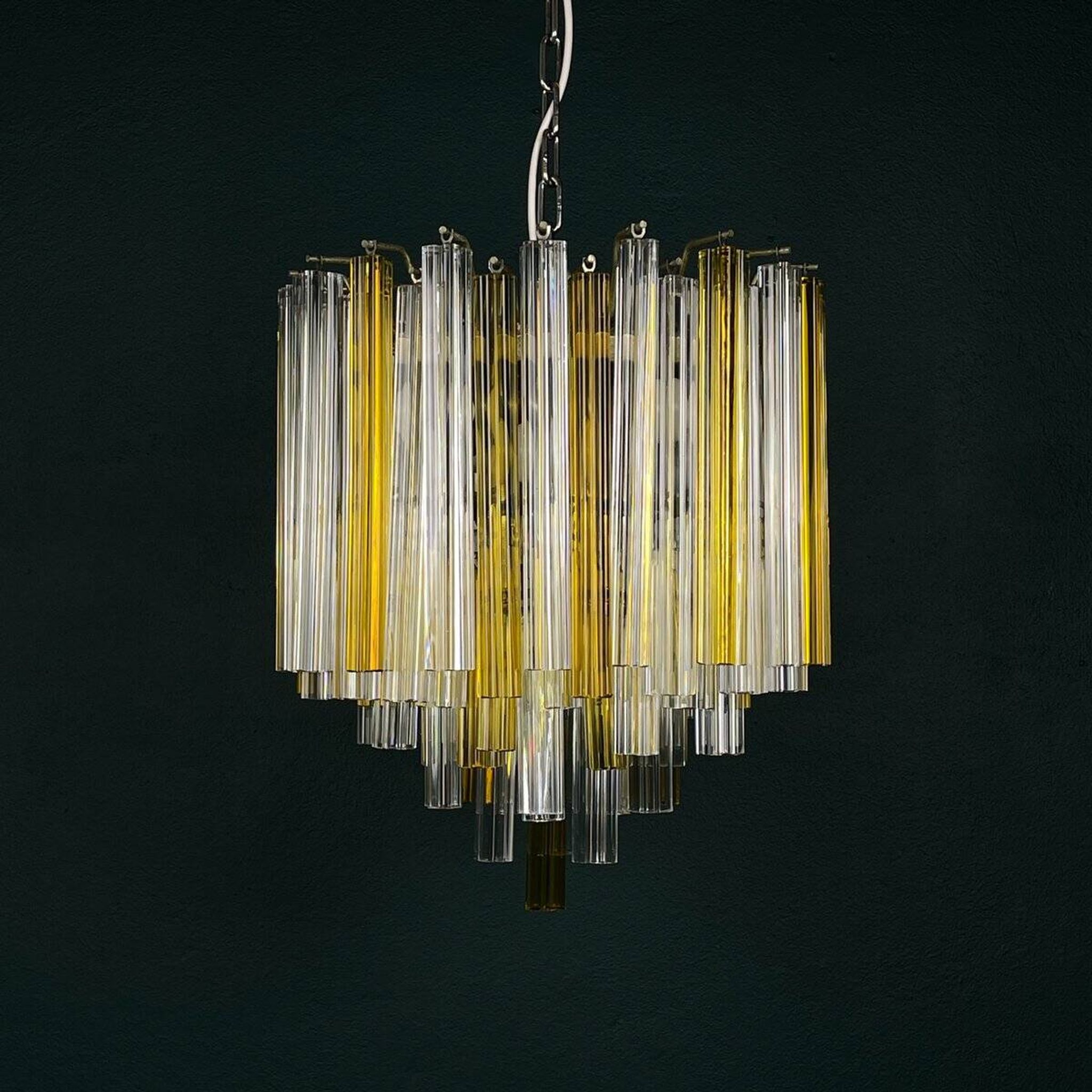 Crystal prism chandelier in Murano glass by Venini, 1970s.