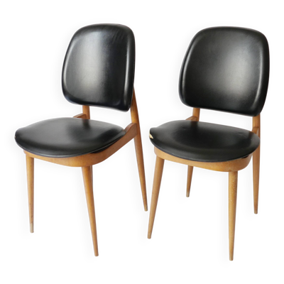 Paire de chaises design Pierre Guariche 1960 vintage des années 70 1970