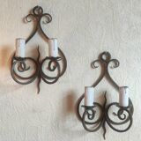 Ancienne paire d appliques en fer forgé