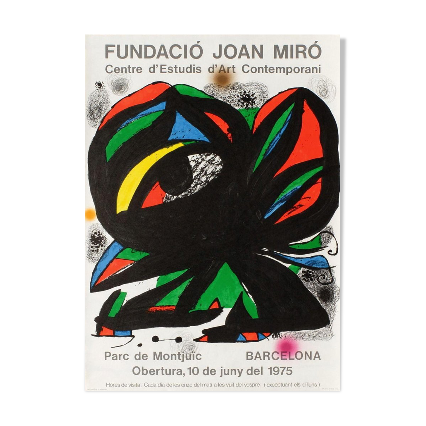 Original lithographic poster Joan Miro, Fundacio Joan Miro - Barcelona 1975.