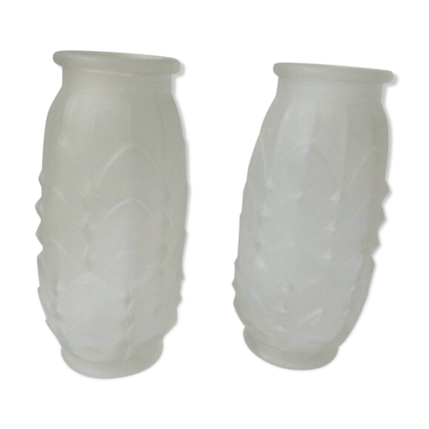 Pair of glass vases frost compress epoque art deco