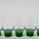 Set of 5 Long Drink Design glasses with green legs, 1970