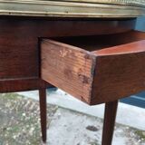Table bouillotte ancienne avec plateau marbre style louis xvi