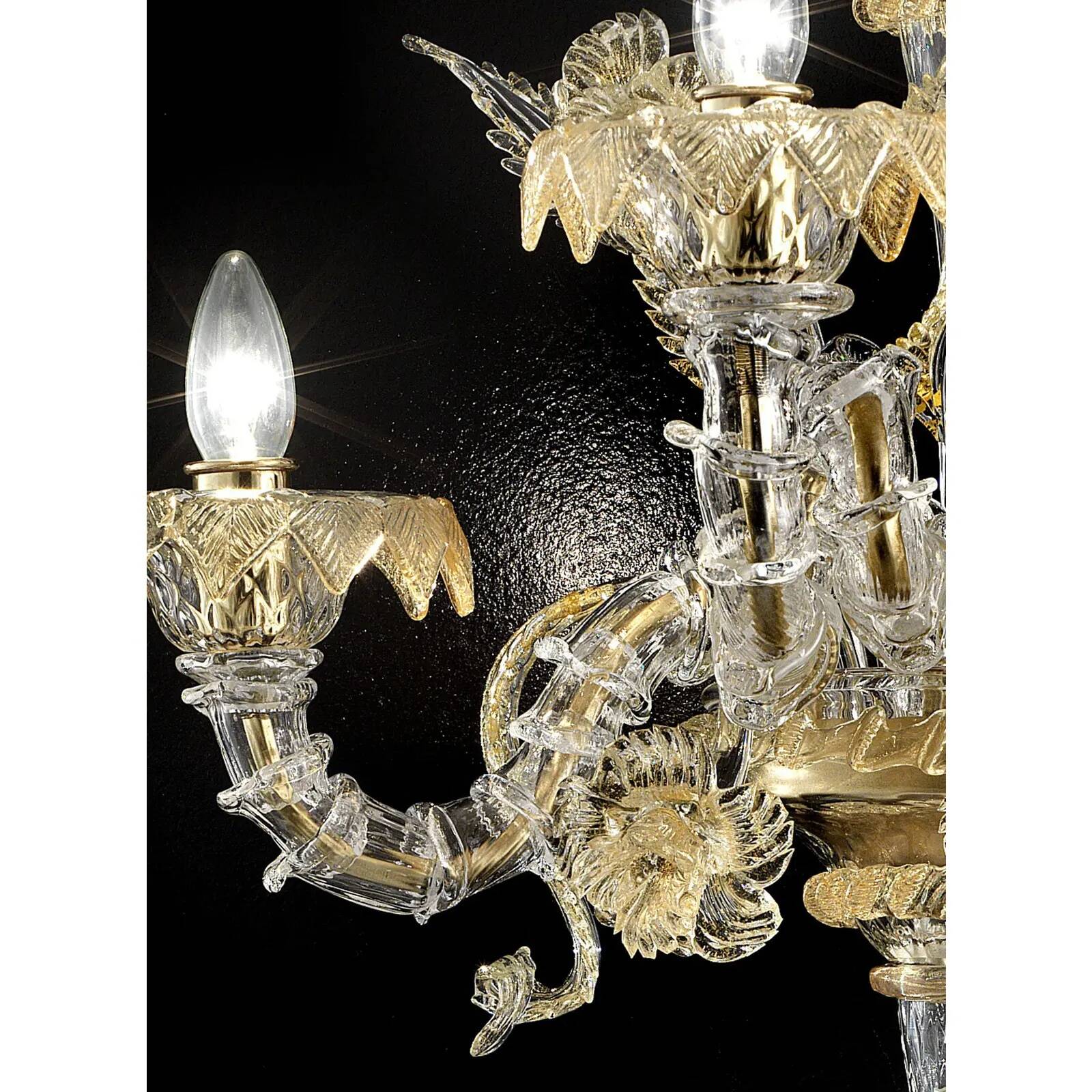 Verre de Murano italien Ca’ Rezzonico – Design floral en or fait à la main