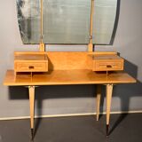 Vintage dressing table 1950 / 1960 with folding and removable mirror: convertible into an office