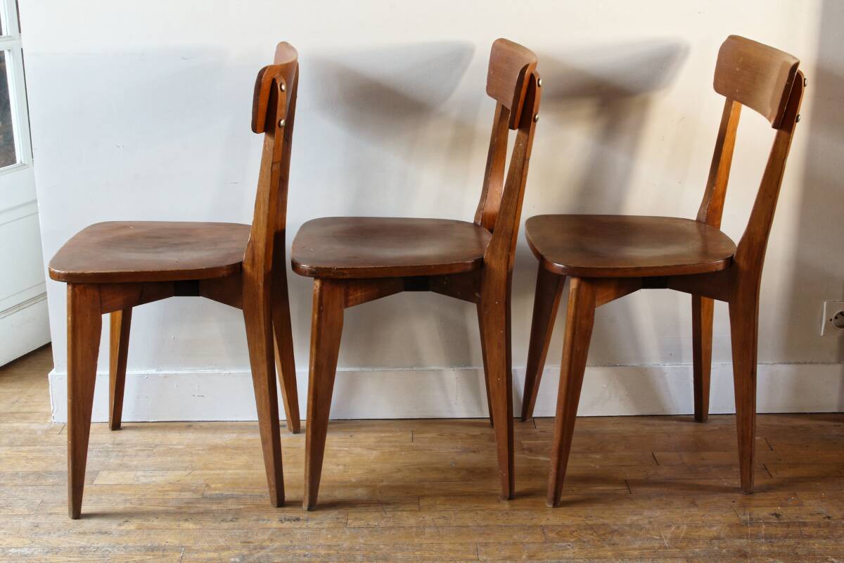 Set of 3 Luterma chairs from the 1950s, monobloc base.