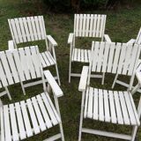 6 vintage wooden folding garden armchairs