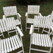 6 fauteuils de jardin bois vintage pliant