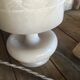 Alabaster lamp with fabric cable and vintage accessories