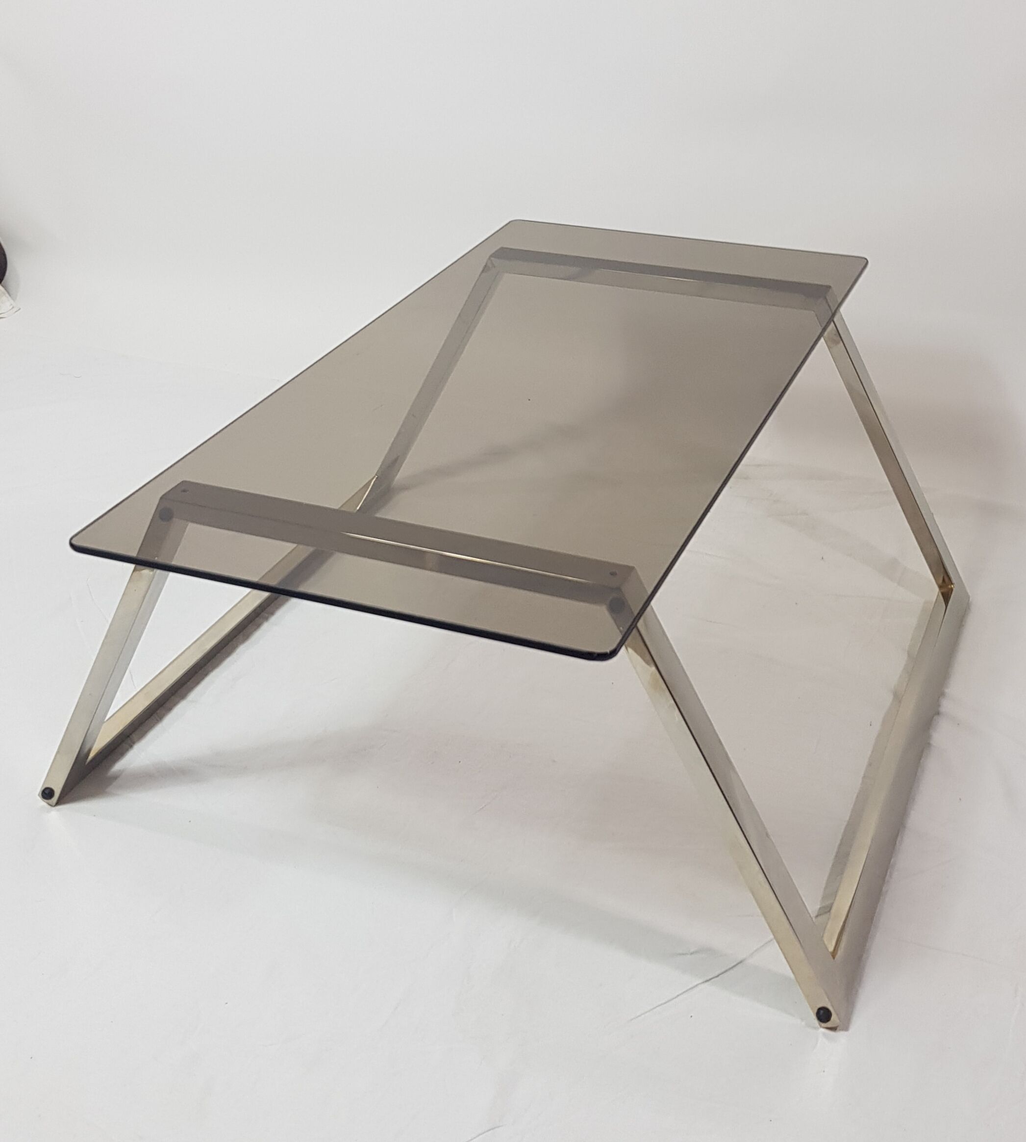 Console brass and smoked glass 70's