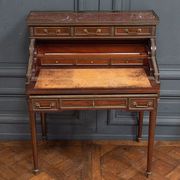 Mahogany cylinder desk nineteenth style Louis XVI red marble