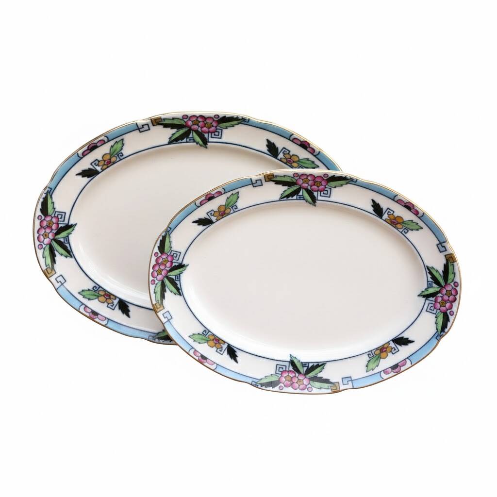 Two Art Deco trays by Losol Ware, large and medium size.