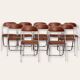 10 vintage skai and chrome metal folding chairs 1970