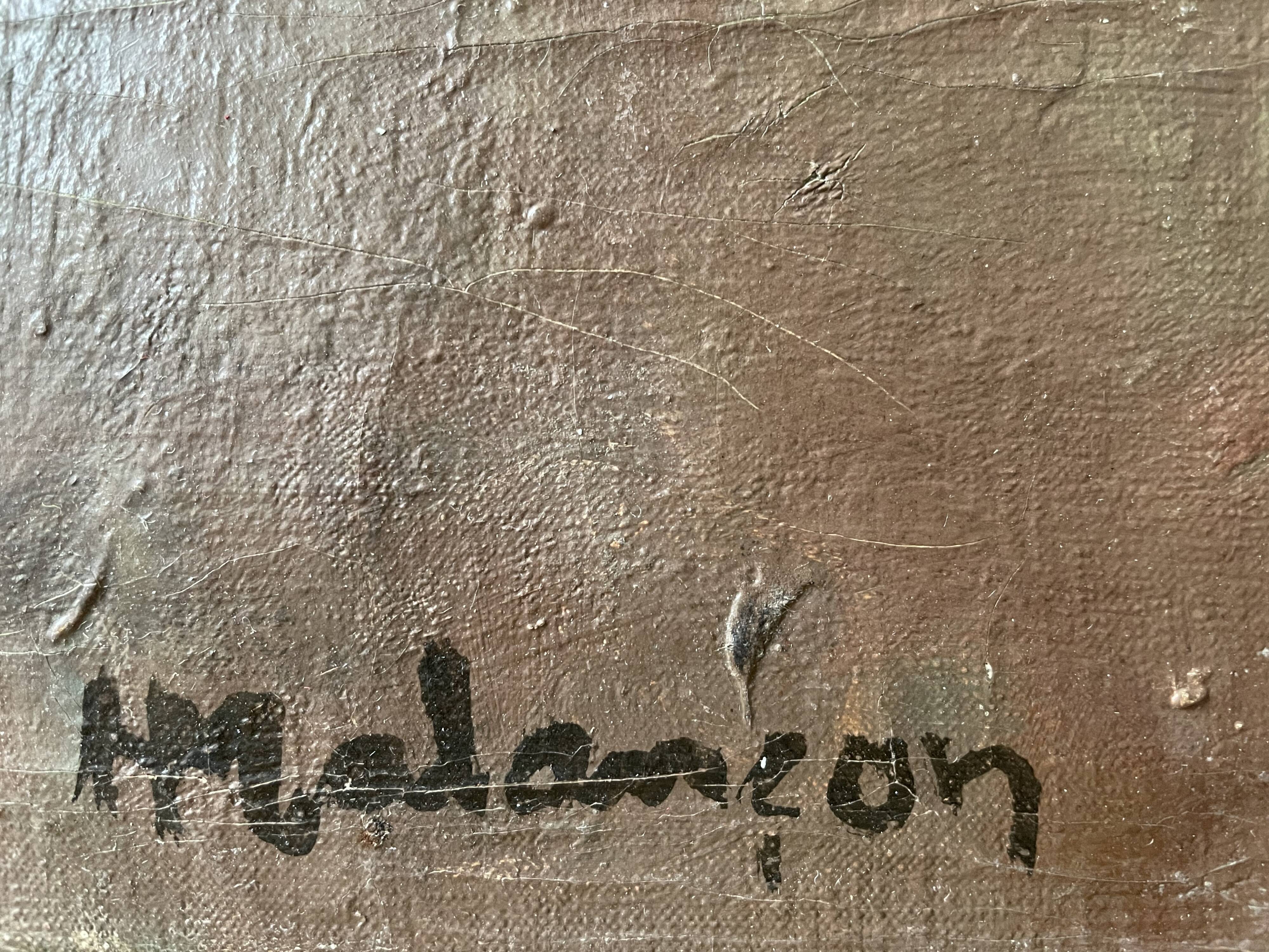 Old painting by Henri Malençon les Cyclamens circa 1940