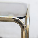 Metal coffee table Gold smoked top Italy 70