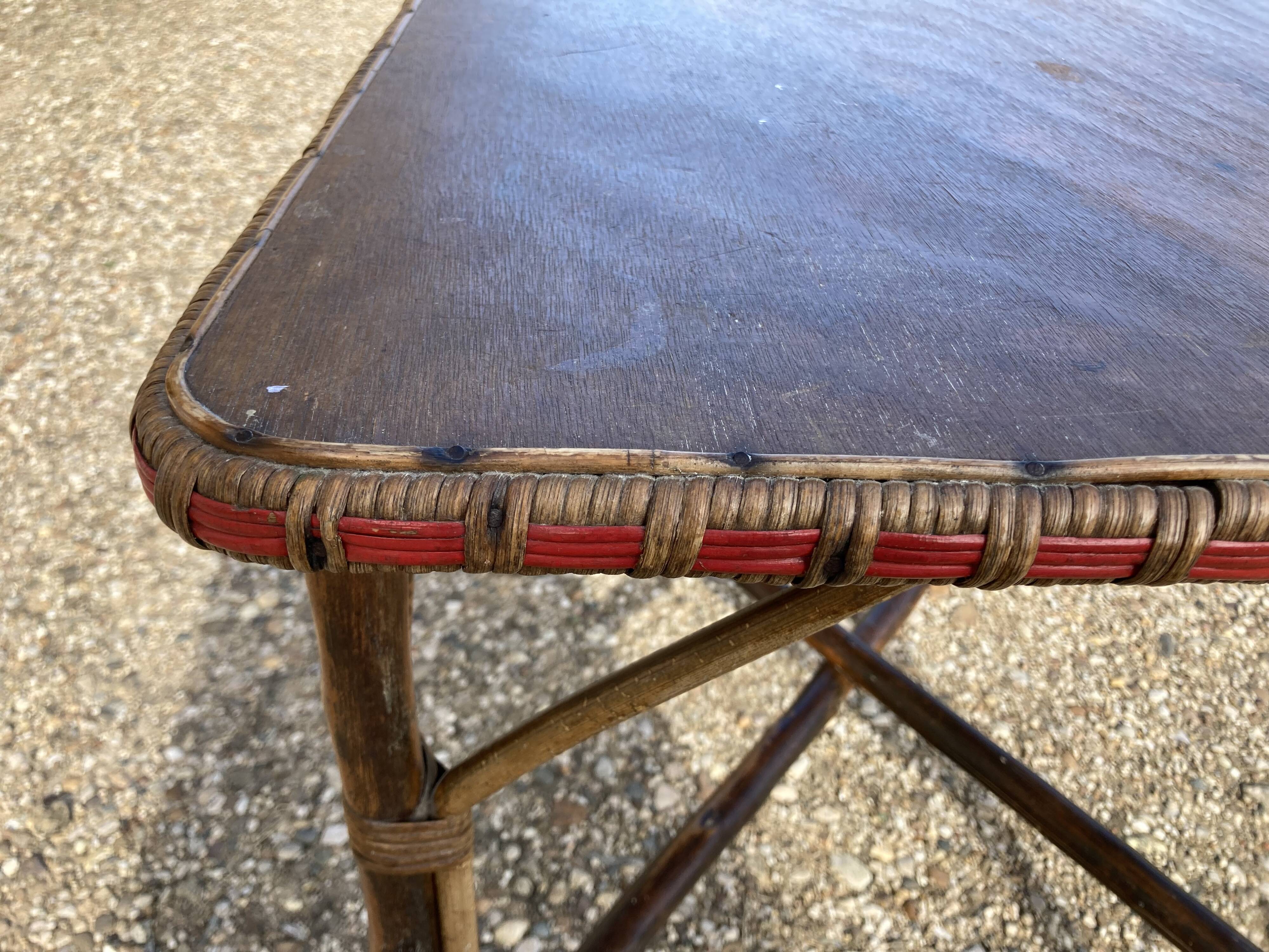 Wooden and wicker table