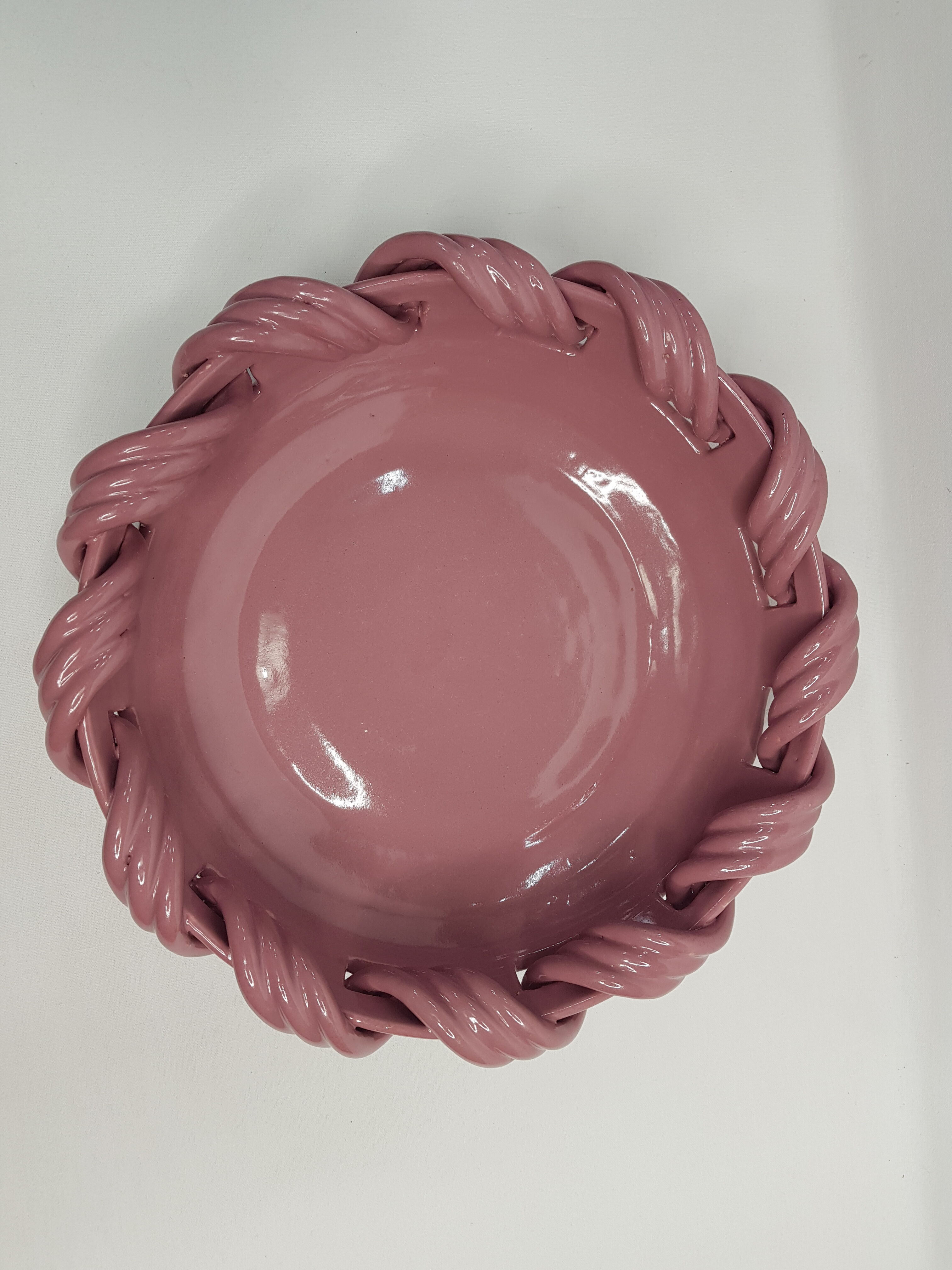 Ceramic dish, old pink by Yvon Roy, 31 cm