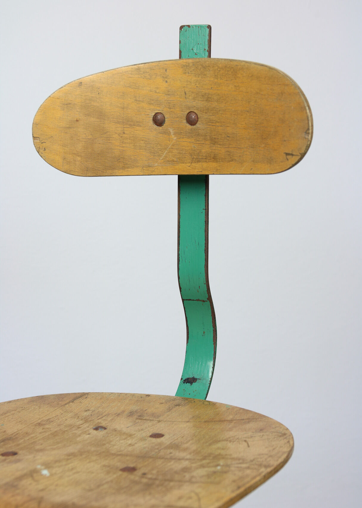 Set of 2 industrial mint green swivel chairs, 1960