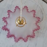 Serrated pendant lamp in pink glass 50s-60s