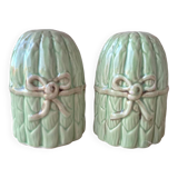 Salt and pepper shakers in slip