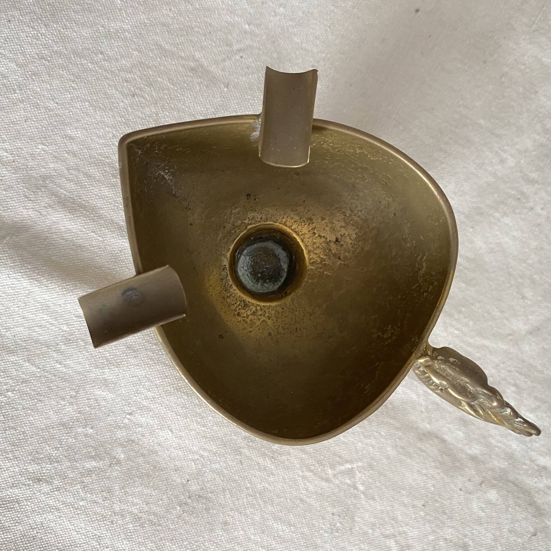 Antique embossed brass ashtray