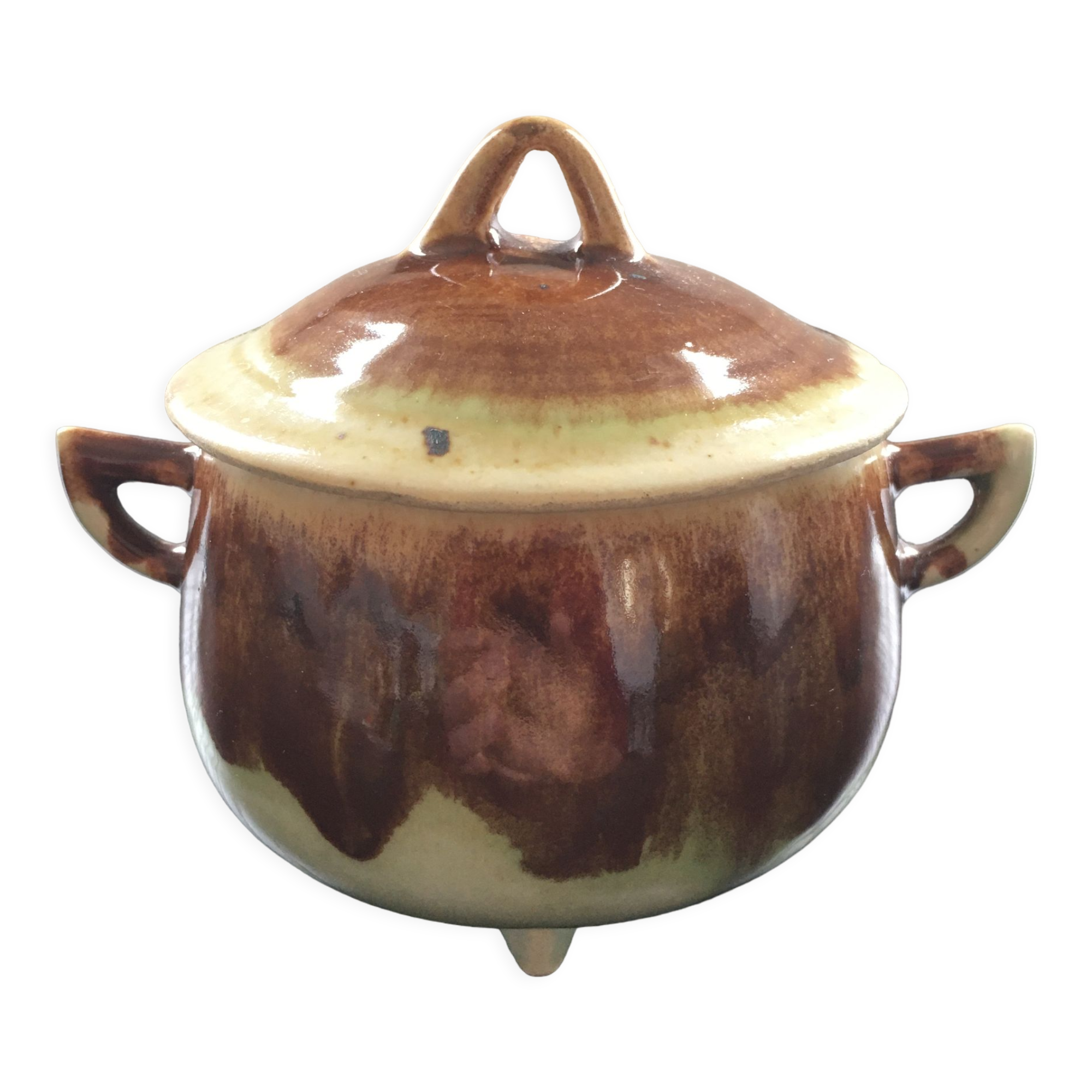Flamed tripod sugar bowl