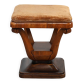 Tabouret en noyer Art Déco avec tissu d'origine, Italie, 1920