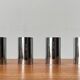 Vintage minimalist wall lamps or ceiling lights from the German space age by Rzb, set of 4.