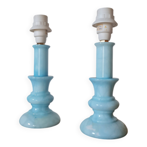 Paire pieds lampes - chevet bleu