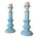 Pair of vintage azure blue alabaster bedside lamps