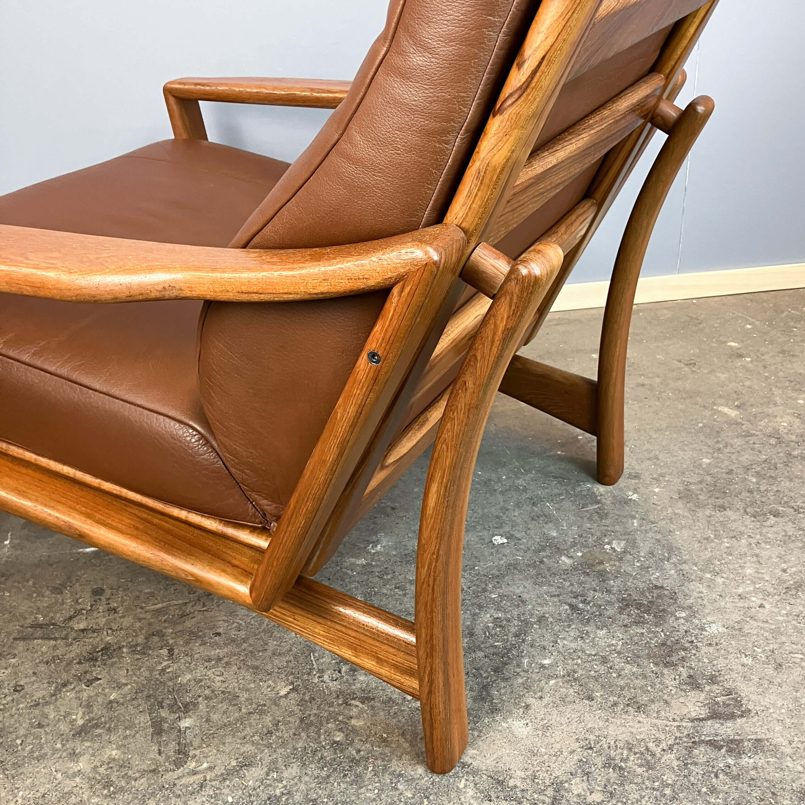 Lounge chair by Grete Jalk for Glostrup, teak and leather, 1960s