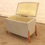 Vintage leatherette stool or laundry basket, 1980s, Czechoslovakia